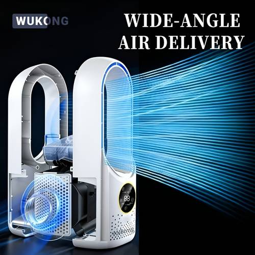 Portable Blade-Less Air Conditioner Fan, Personal Evaporative Air Cooler, 6-Speed Fan, Small Air Conditioner Fan, Desktop Cooling Fan, Suitable for Rooms And Offices