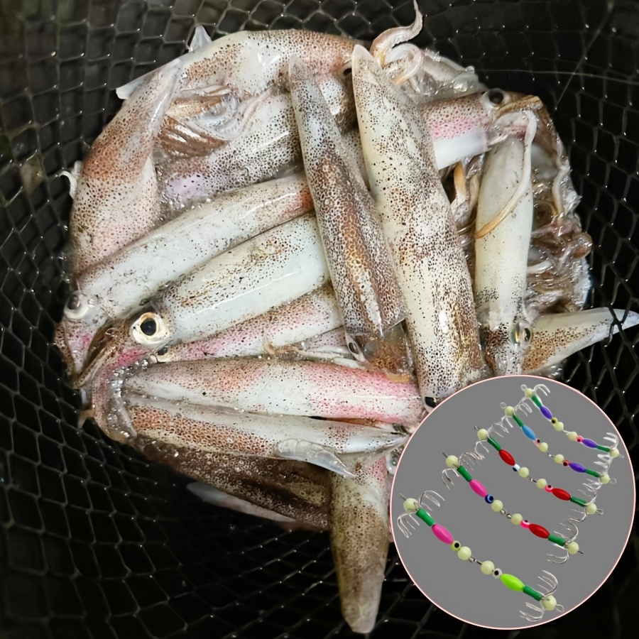 

10pcs/set -the-dark Squid Hooks Made Of Stainless Steel, Equipped With Squid Clamp Hooks, Suitable For Saltwater And Freshwater Artificial Squid .