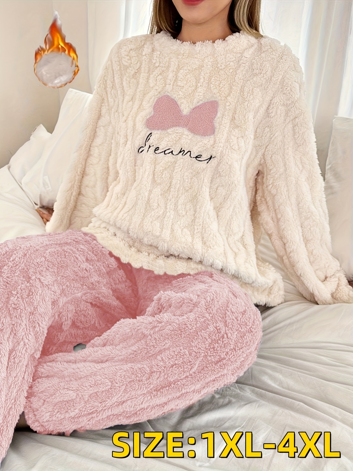 plus size casual lounge set, women' ribbed long sleeve wavy edge