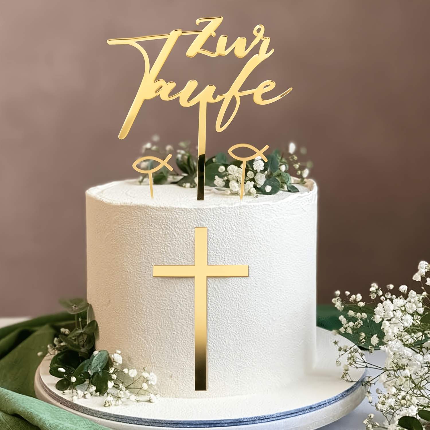 4pcs Christening Cake Toppers Cross For Christening Cake Deodorant Acrylic Topper Fish Communion Cupcake Topper Cake Topper Baby Shower Cake Decoration, Halloween, Christmas