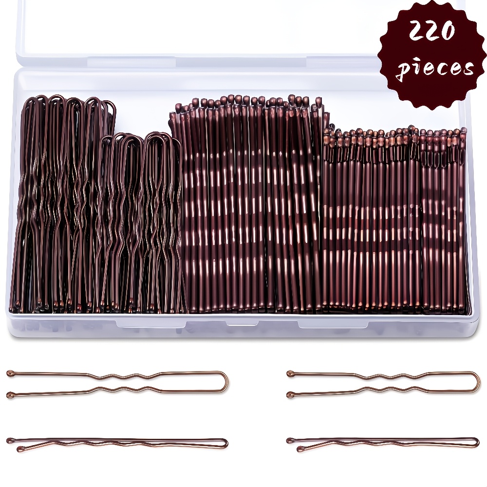 TEMU 220pcs Hair Accessory Set (with Storage Box), Including 110 U-shaped Hair Pins And 110 Bobby Pins. In Sizes Of 2. 97 Inches, Ideal For Ballet