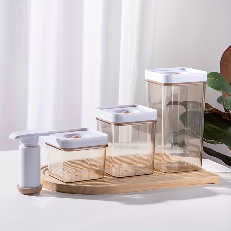 Vacuum Sealed Containers With Pump | 15.22-43.96oz Airtight Jars For Dry Food | Clear Plastic Storage Bins For Pantry, Kitchen, Coffee | Leakproof & Space Saver