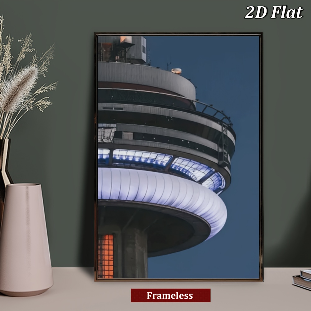 TEMU Plat 2D, 1 pièce Affiche Peinture sur Toile Cadre CN Toronto Canada - Impression d'Art Mural Art Déco Moderne, Décoration de Télévision pour
