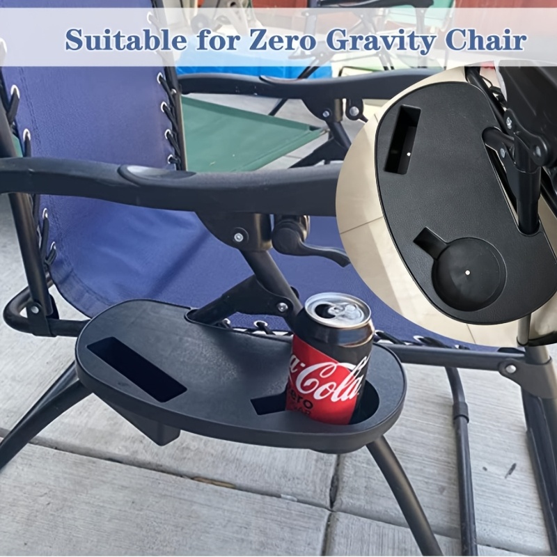 1pc zero gravity chair arm tray with cup holder and phone slot   plastic non wooden electricity free clip on table for lounge and beach recliners details 3