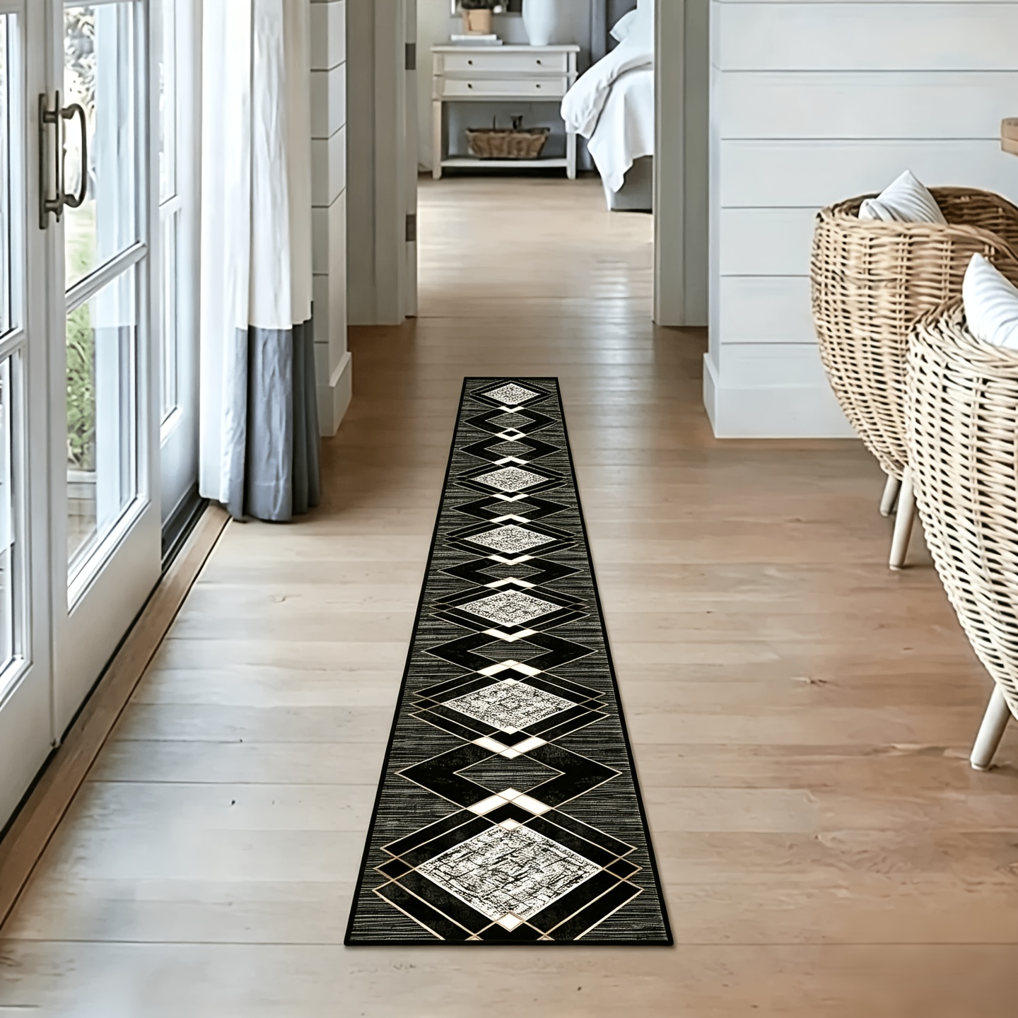 1pc Long Runner Rug, Velvet Material, Non-slip Backing, Suitable For Hallway, Bedroom, Kitchen, Bathroom Multi-area Decorative Mat
