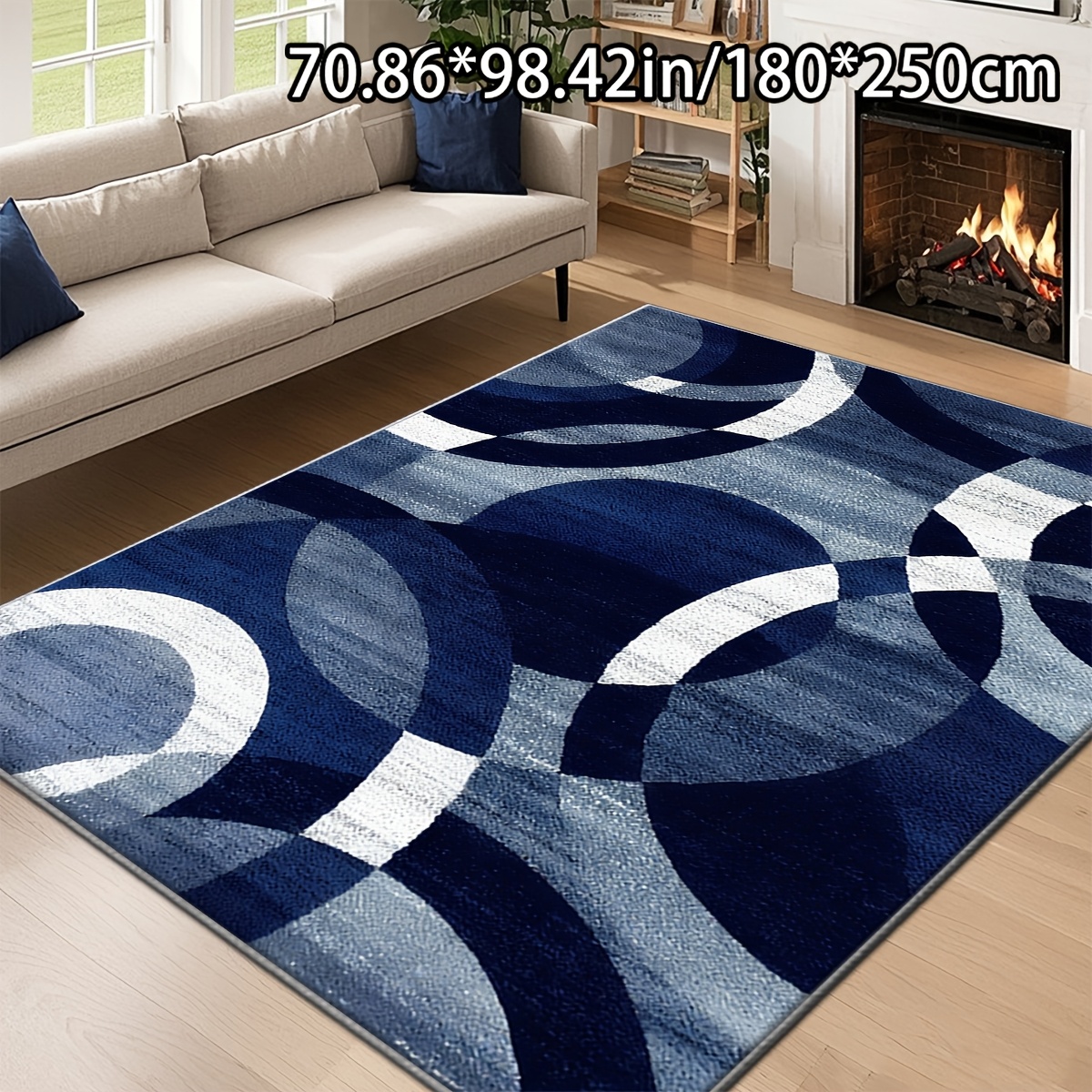 TEMU Soft Plush + Dotted Plastic Bottom. Home Decor Abstract Geometric Pattern, Versatile Decorative Style. Living Room Rug, Sofa Cushion, Doormat,