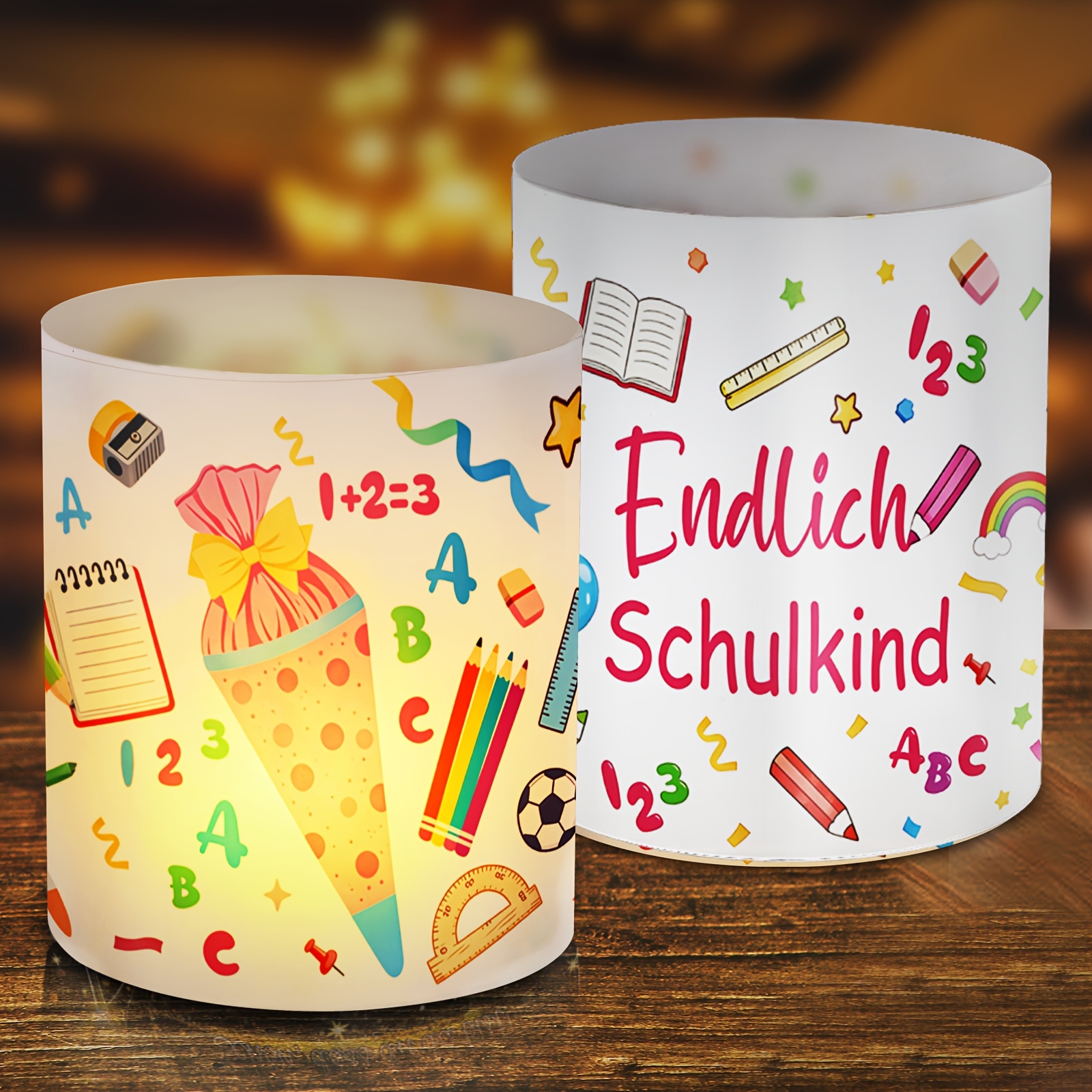 Image of 8pcs Pink Schulkind Lampshade Backpack Stationery Football Cartoon Design Suitable For Back To School Parties, , Classroom Desktop Atmosphere Decoration, And First Day Of School Desktop Decoration
