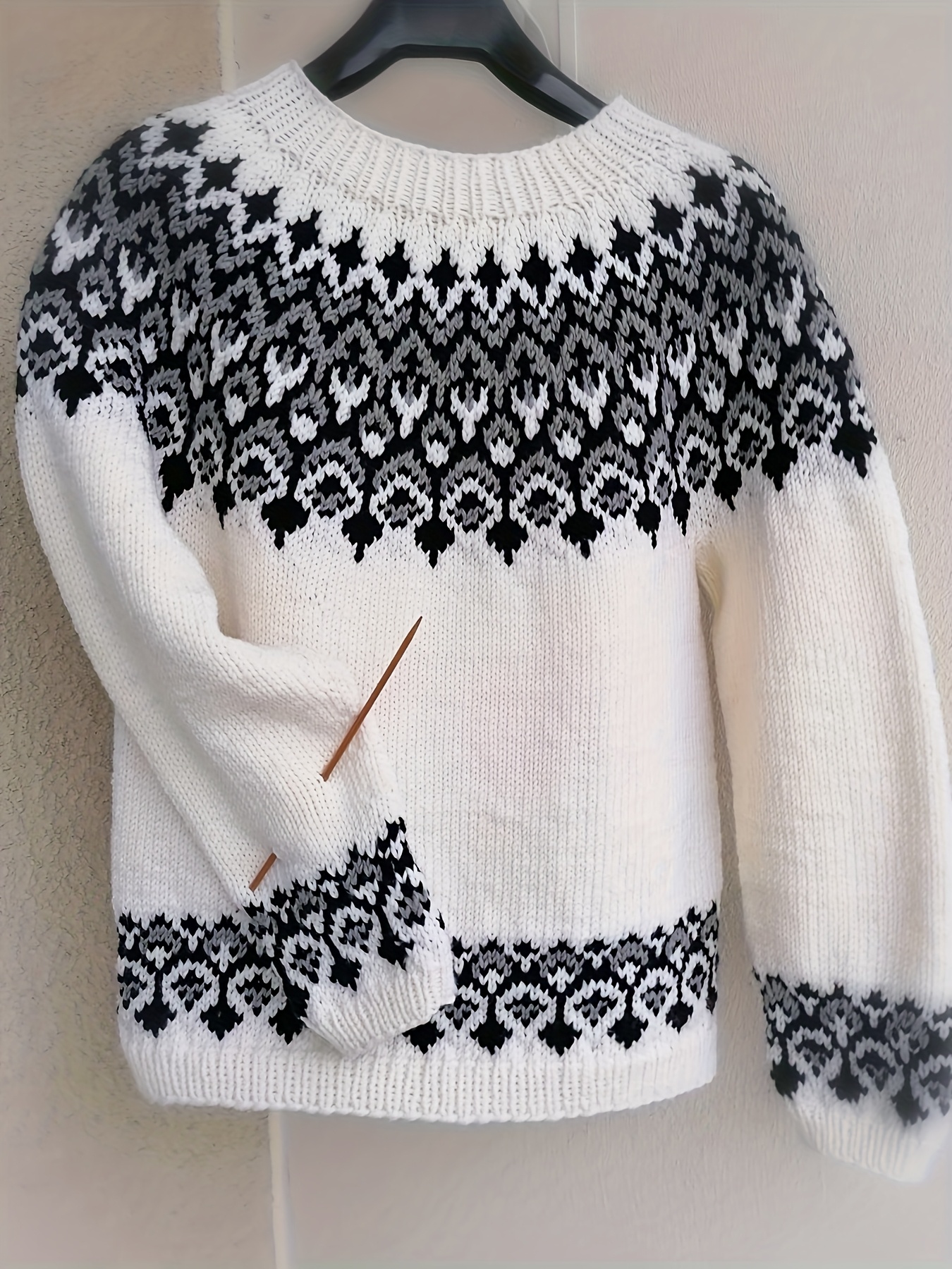 vintage isländischer pullover fair isle muster rundhalsa