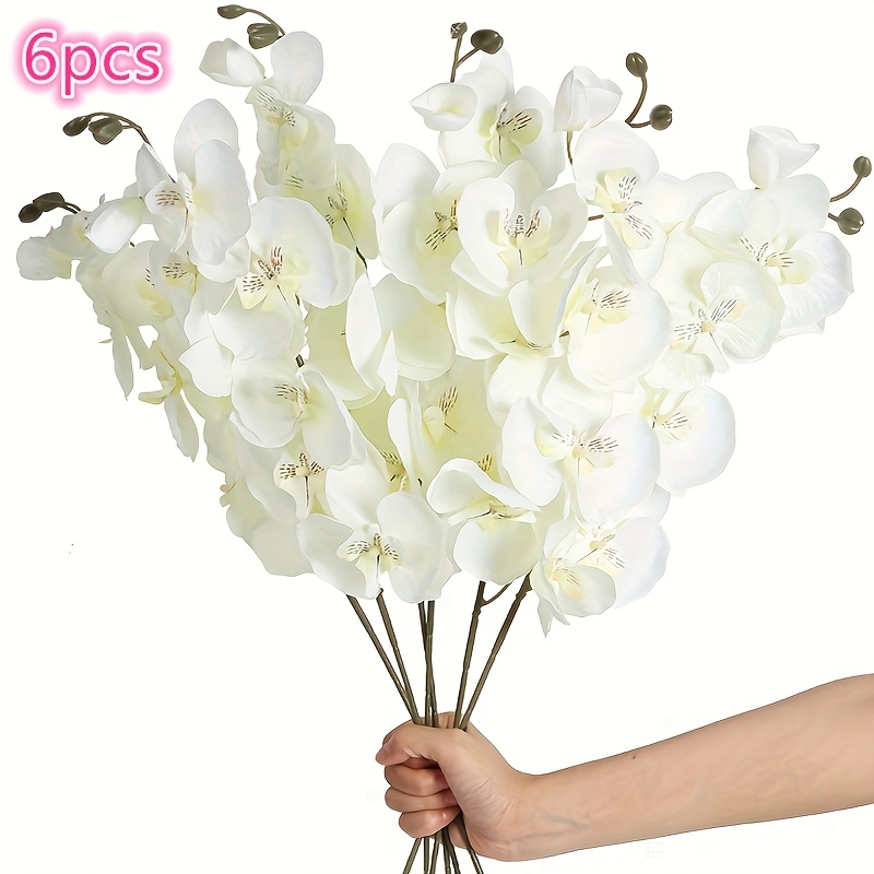 Image of 6pcs Lifelike Artificial Orchid Flowers - Realistic Orchid Stems For Home And Wedding Decor, Perfect Gift For Valentine's Day, Mother's Day, Christmas And New Year