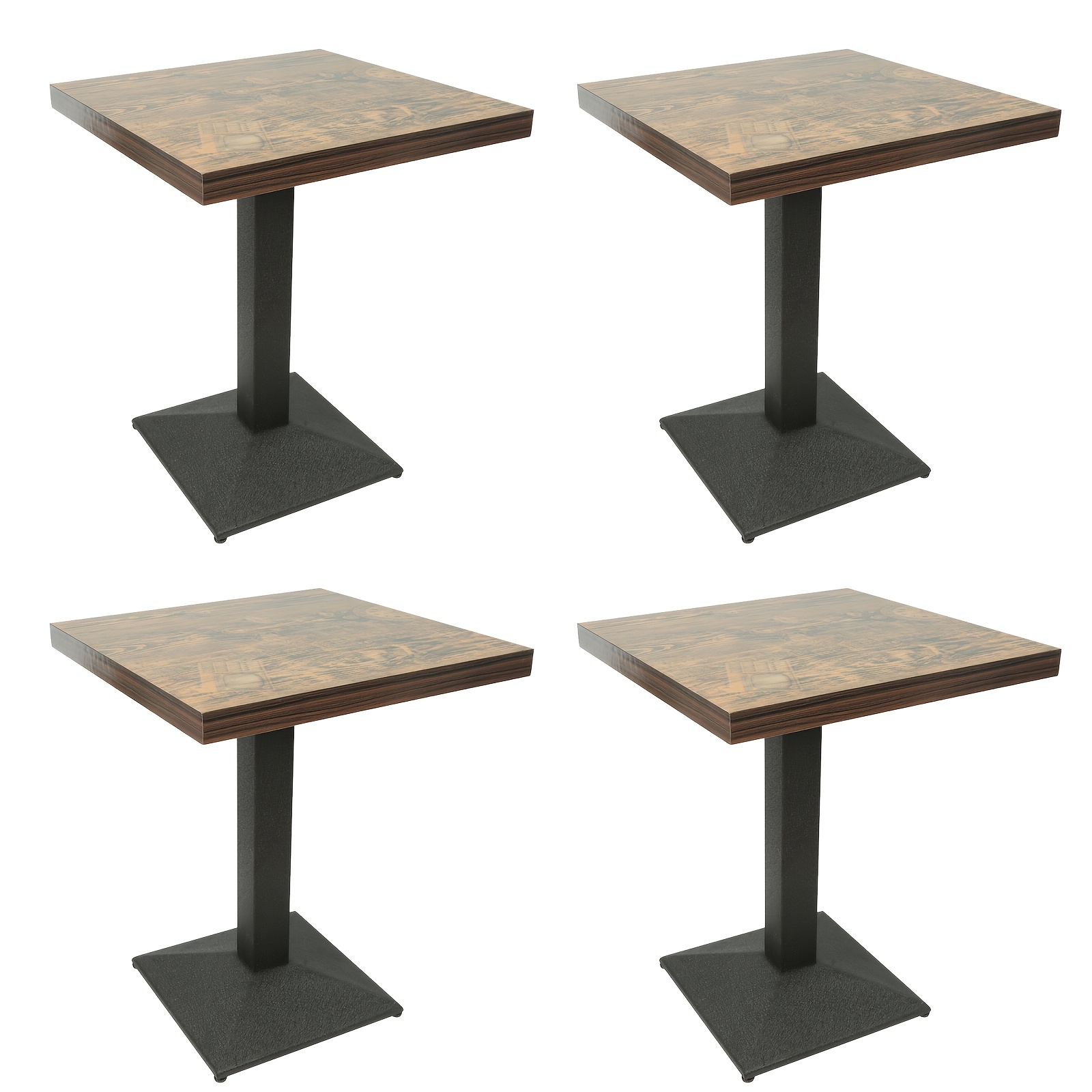 Image of The Commercial : 4pcs 75cm Bar Height Tables, 60x60cm Solid Wood Top With Black Metal Frame, Durable Indoor Bistro Tables For Noodle Shops, Cafes & Dessert Stores