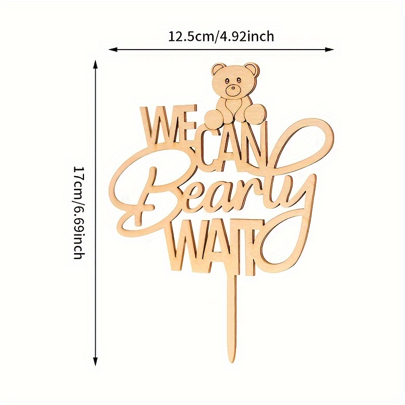 Image of Bear Cake Topper Bearly Wait Wooden Sign Birthday Cake Topper Decoration - Perfect For Showers & Gender Reveals，halloween，christmas