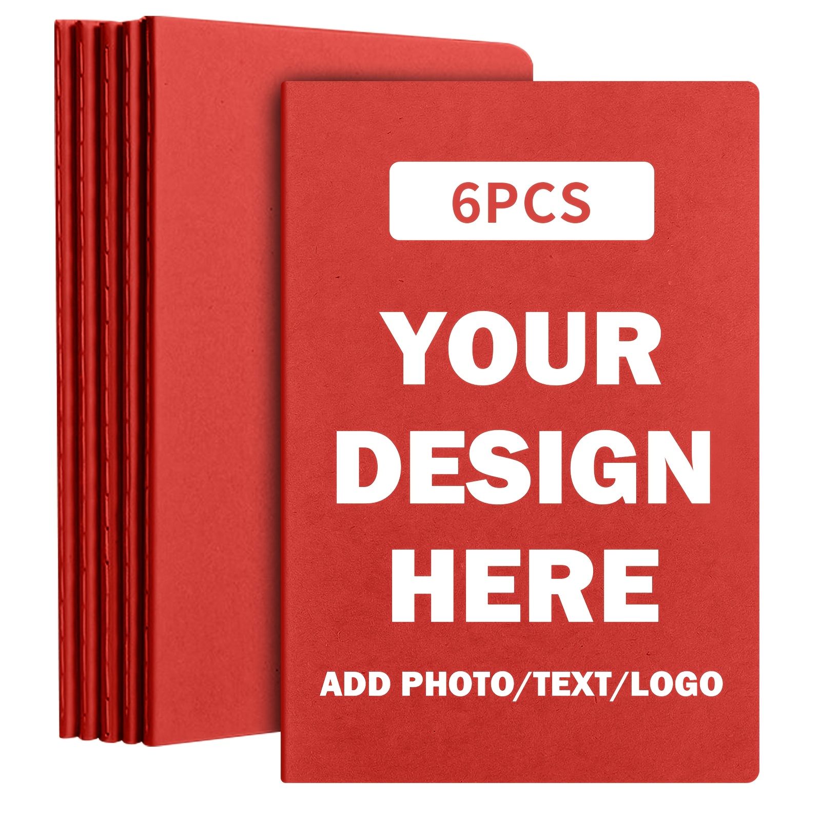 TEMU 6-pack Of Customizable A5 Notebooks With Your Text ; Bulk Designs; 100-page Lined Notebooks; Ideal For Back-to-school Supplies For Schools And