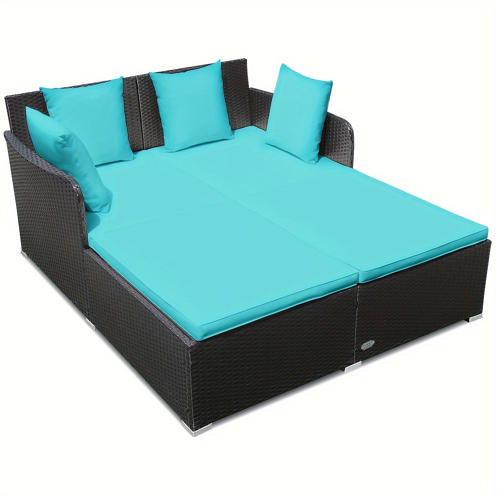 

Giantex Rattan Daybed Patio Loveseat Sofa Set, Wicker Patio /padded Cushion & And Sturdy Foot, Turquoise