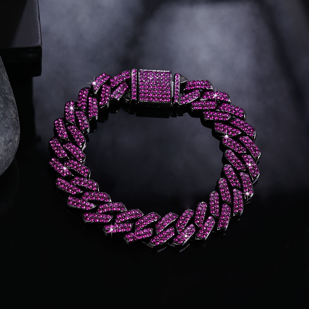 Iced Out Rhinestone Cuban Chain Necklace for Men