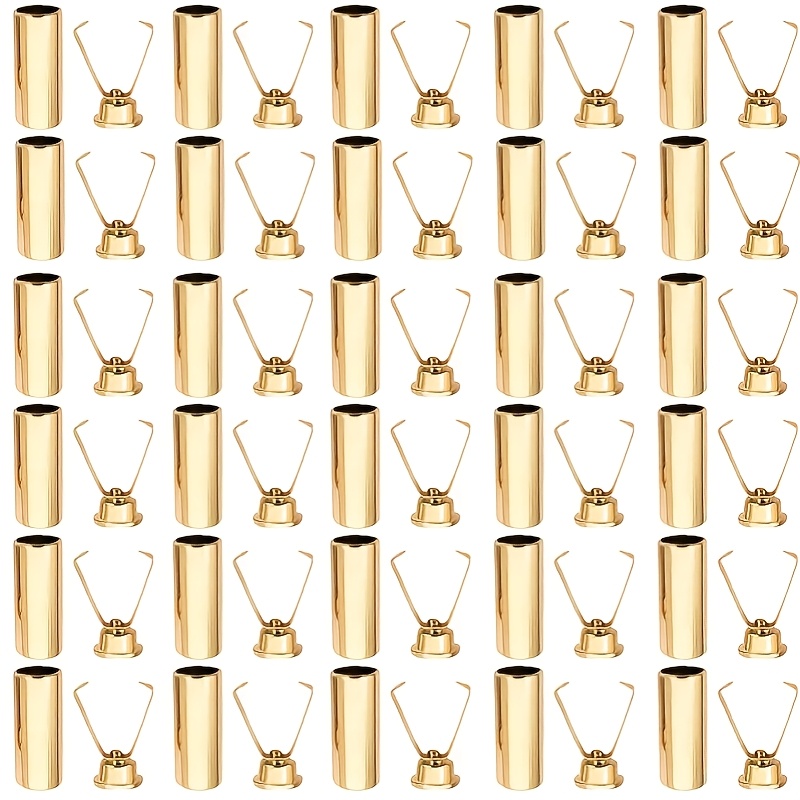 Image of 60pcs Alloy Cord Ends, 18.5mm Bell Shape End Tips For Clothing, Diy Crafts, Hoodies, Jackets, With Pliers, Durable Metal String Stopper