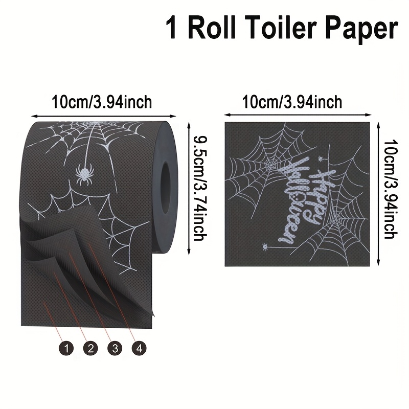 1 Roll Web Toilet Paper - & Absorbent Tissue Roll Suitable For Halloween Bathroom Decor, Horror Theme Parties, Trick Or Treat Supplies