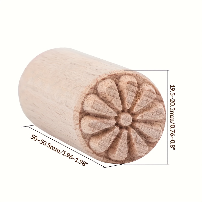 Natural Wood Stamp Tool - 2"x0.7" Craft Stamp For Clay, Dough & Paper - Handmade Gift For Christmas, Birthdays, Diy Art Projects