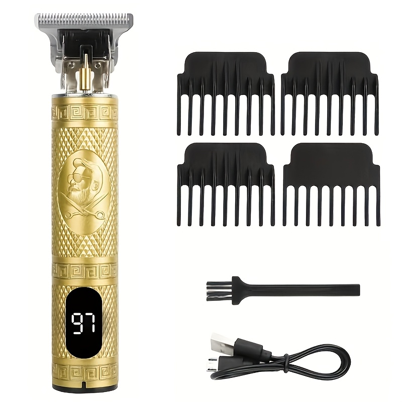TEMU Kit Professionnel de Tondeuse à Cheveux et Taille-Barbe, Design Fil, Batterie Lithium Rechargeable, Tondeuse Électrique, Équipée de 4 Peignes de