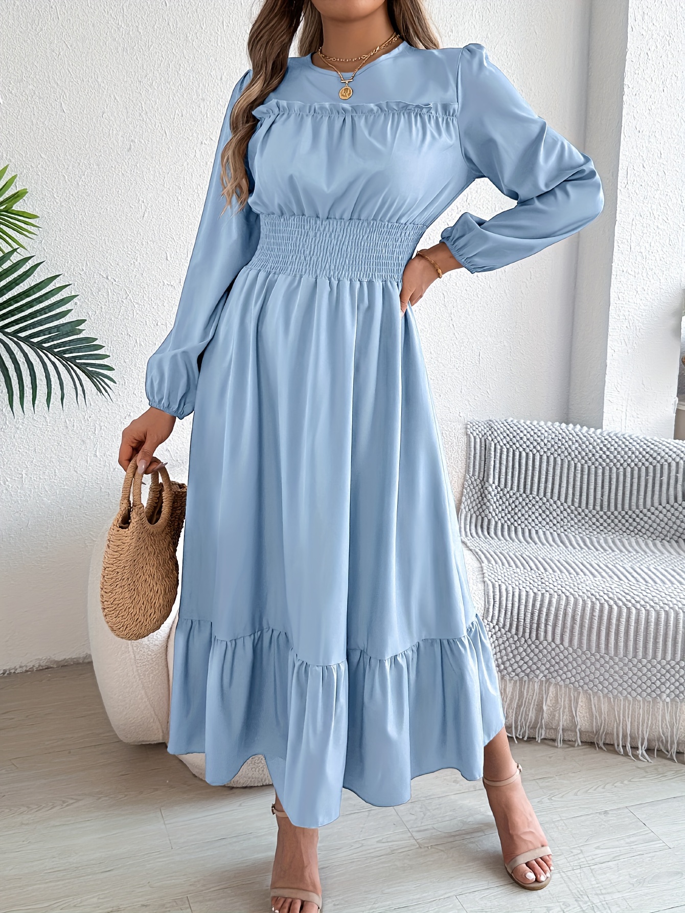 love shack fancy dress blue Victoria Royal Ltd. Vintage blue maxi dress with beading and rhinestones –  Modig main image 0