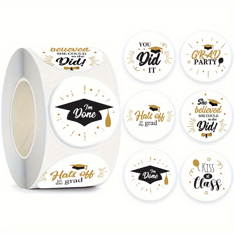 

1000pcs 1.0" Round Graduation Stickers Graduation Cap Stickers Congrats Grad Stickers For Graduation Envelope Seals(2 Rolls)