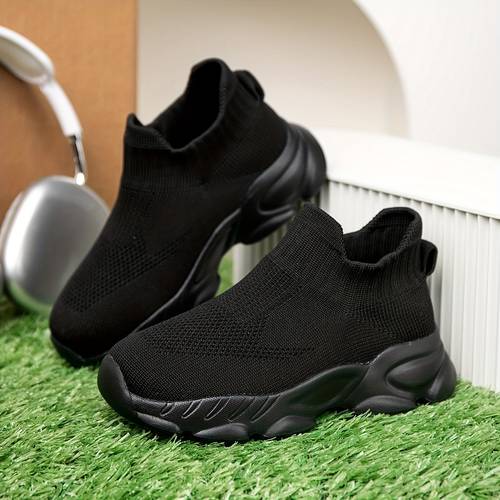 1 pair of unisex knit mesh breathable casual sneakers lightweight and comfortable suitable for indoor outdoor slip on sock shoes trendy footwear