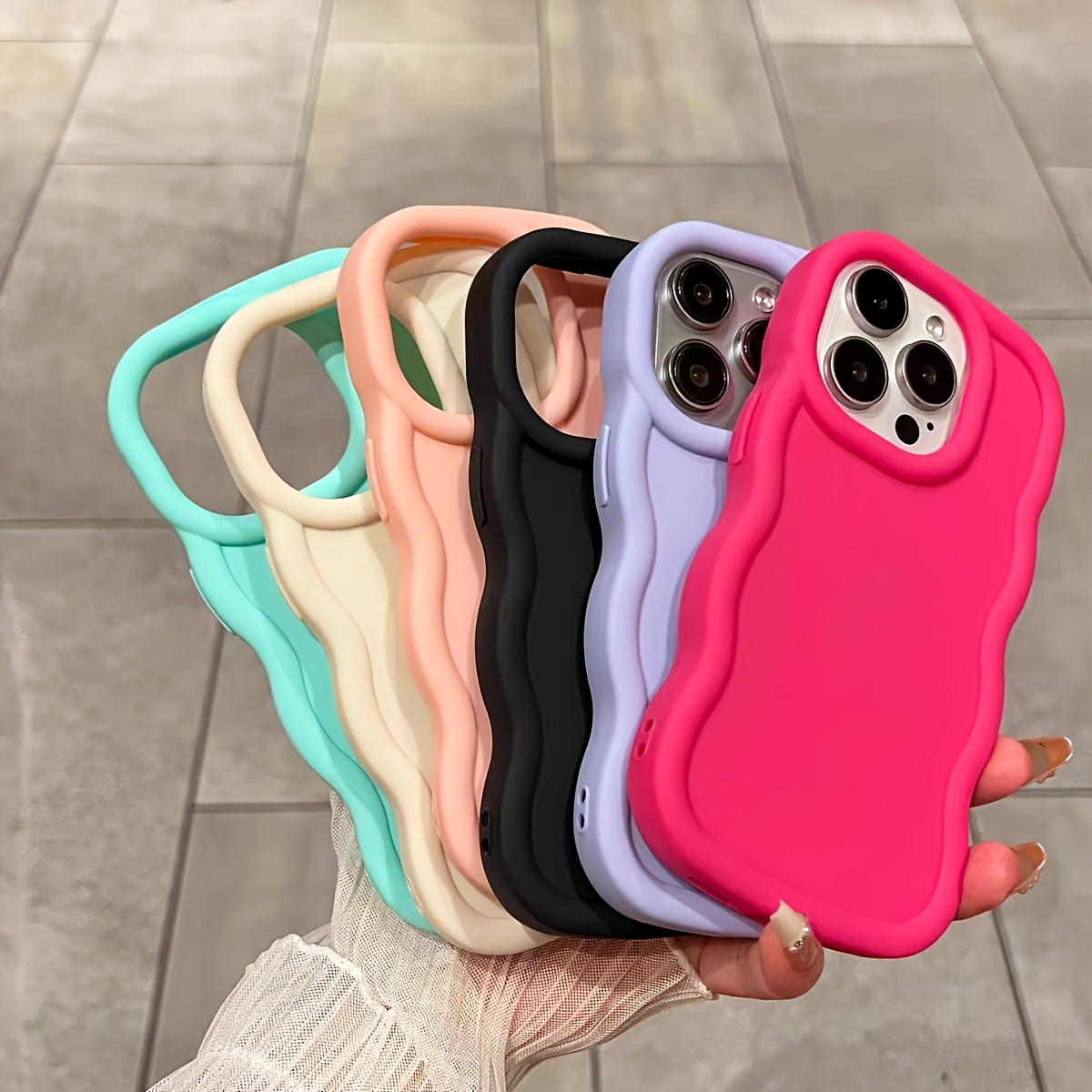 6pcs Solid Color Large Hole Phone Cases for iPhone - Fits 15/14/13/12/11, XS, XR, X, 7/8, Mini, Plus, Pro, Pro Max Models - Shockproof - Image 4