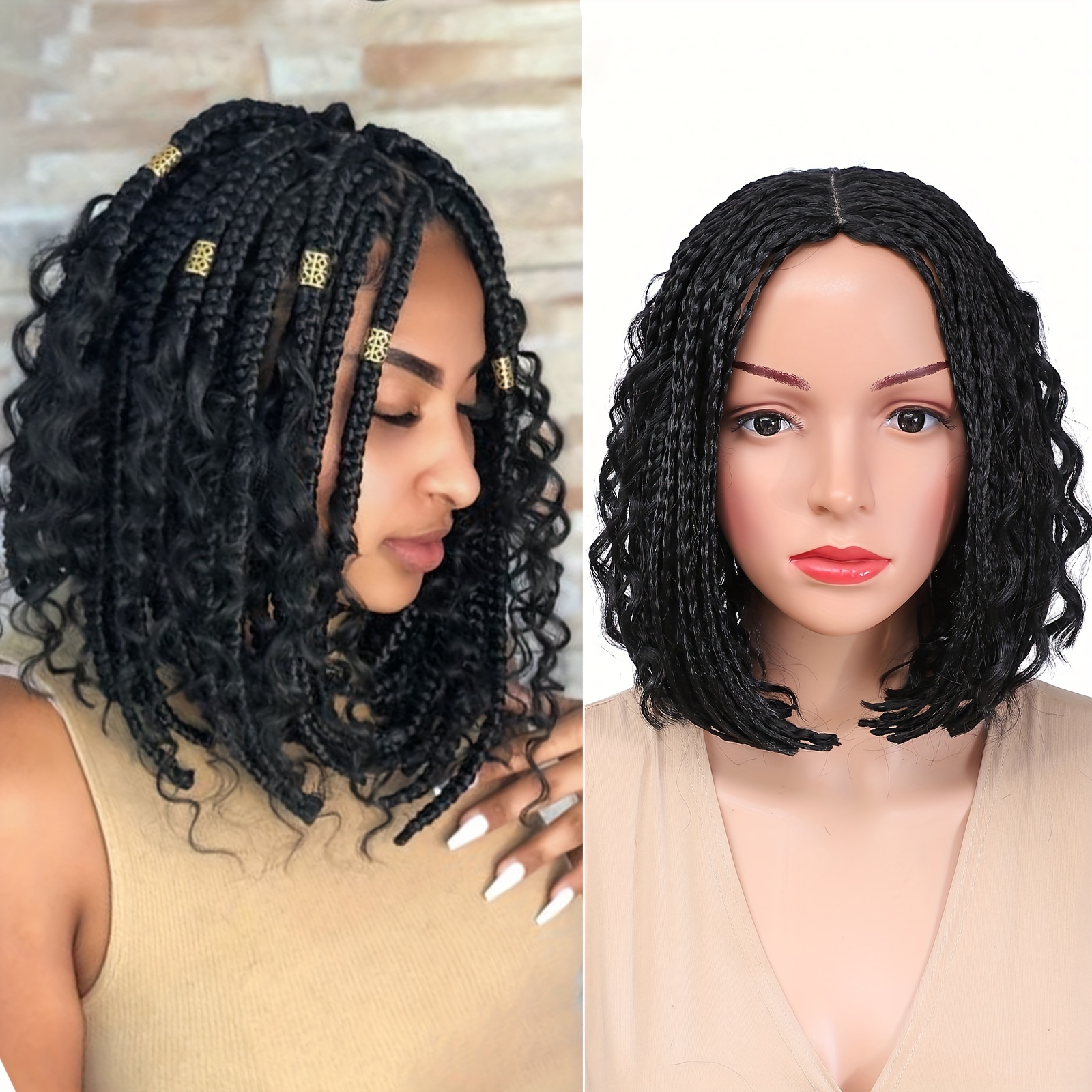 Long Box Braided Bob Wigs Women Curly Goddess Box Braids Temu