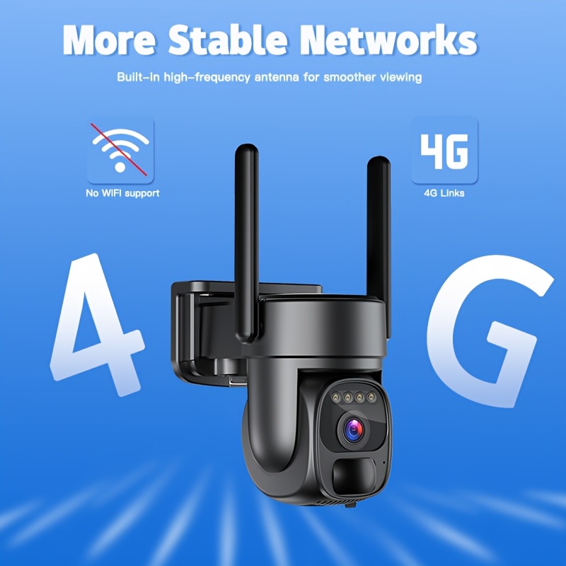 2pcs, 4G LTE Mobile Network Security Camera, No Internet Required, Solar-powered Security Camera, Outdoor Wireless, Worksite, Color Night Version, 360 Real-time View, Motion Detection
