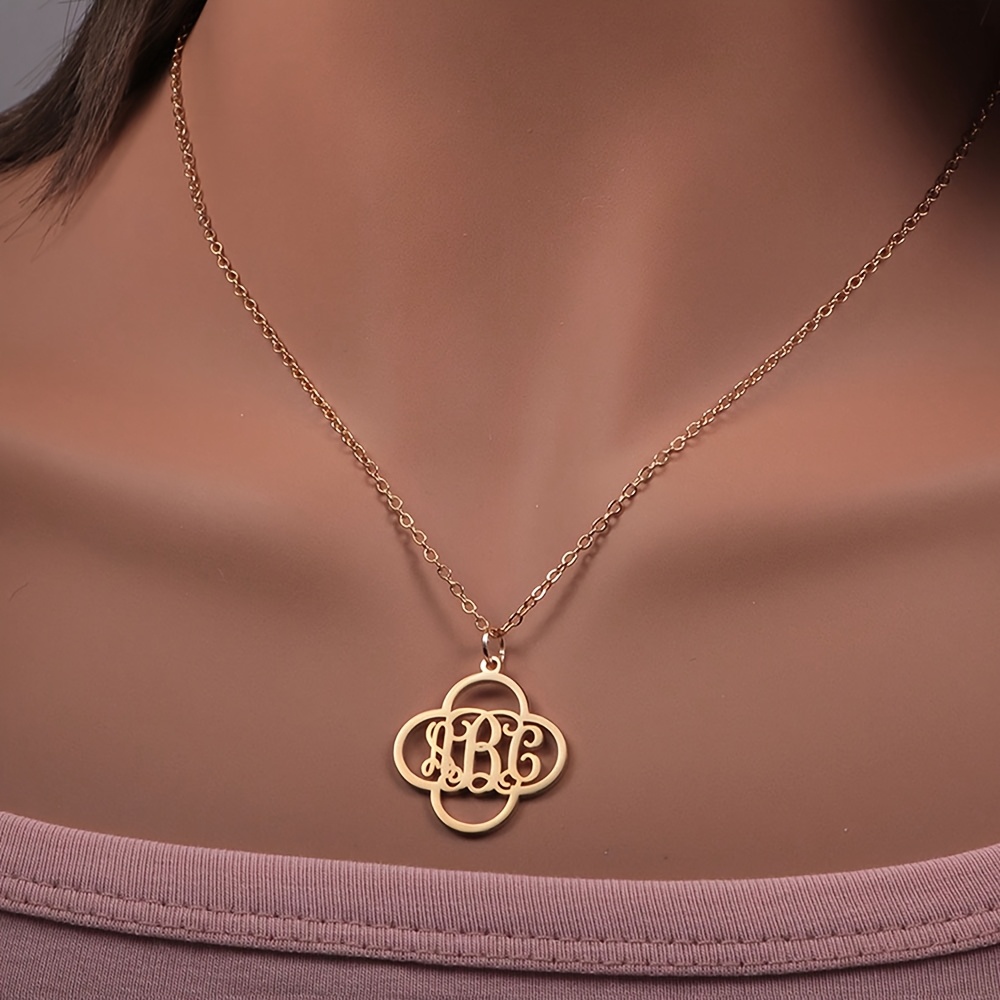 Ladies' Personalized Clover Necklace, 18K Gold Plated