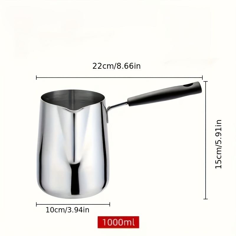 1pc premium stainless steel milk frothing   for   steaming long handle gas stove compatible ideal for   restaurants details 3