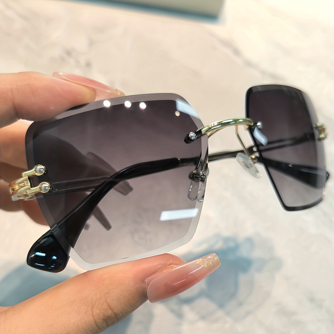 Vibrant Square Women's Rimless Glasses