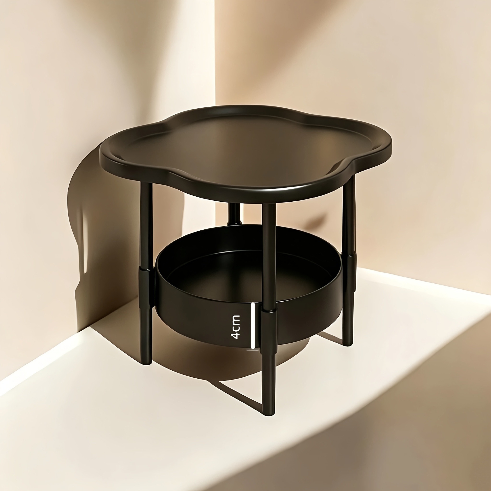 Image of Cloud-shaped Design Modern Coffee Table With 2 Storage, White Plastic Material, Rounded Corners, Suitable For Living Room Or Bedroom, Practical Shelf