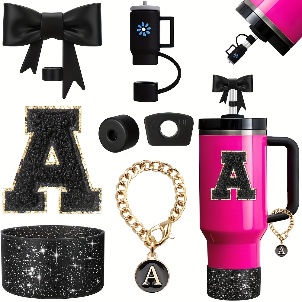 juego de accesorios para tazas de 30oz y 40oz, incluyendo una corona, una cubierta para   de mini taza, un tapón de silicona para taza, un tapón antideslizante, un adhesivo con   y un   para asa,   para    . detalles 1