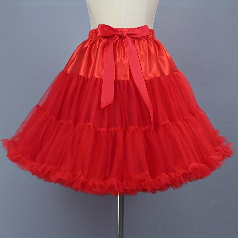 

Cute Bowknot Decorative Boneless Soft Petticoat Tutu Mesh Skirt Bustle Suitable For Women And Daily Use Wedding Banquet Party Wear