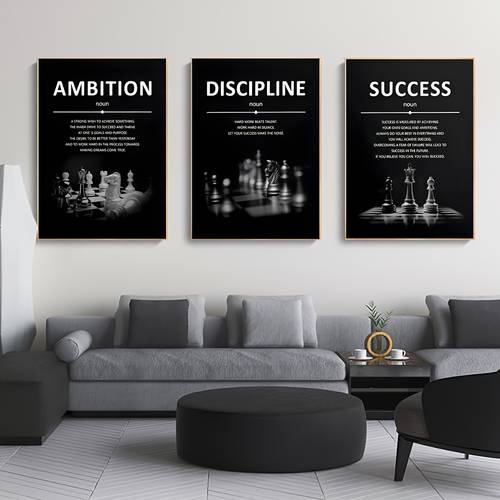 1 3pcs cloth painting discipline success canvas decorative painting art poster room decoration office decoration friend gift living room hallway bedroom study wall decoration no frame