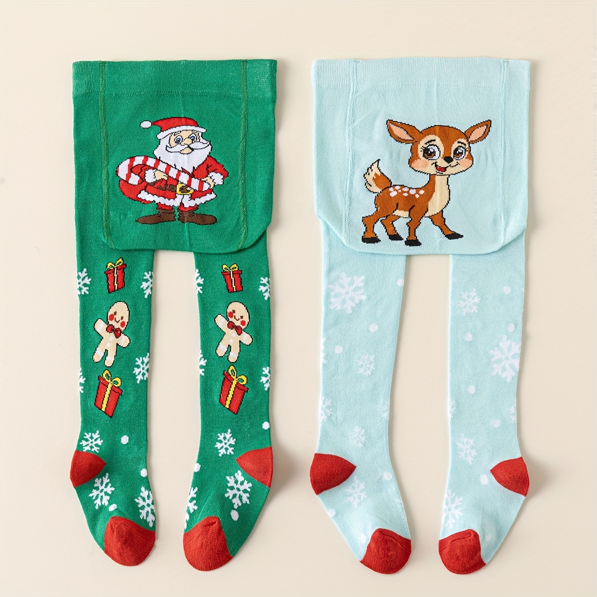 Big Christmas Pattern Children's Tights, Style, Exquisite , Suitable For Children's Holiday Dressing - Christmas Pattern Tights 2-pair Set, Fall And Winter Clothes