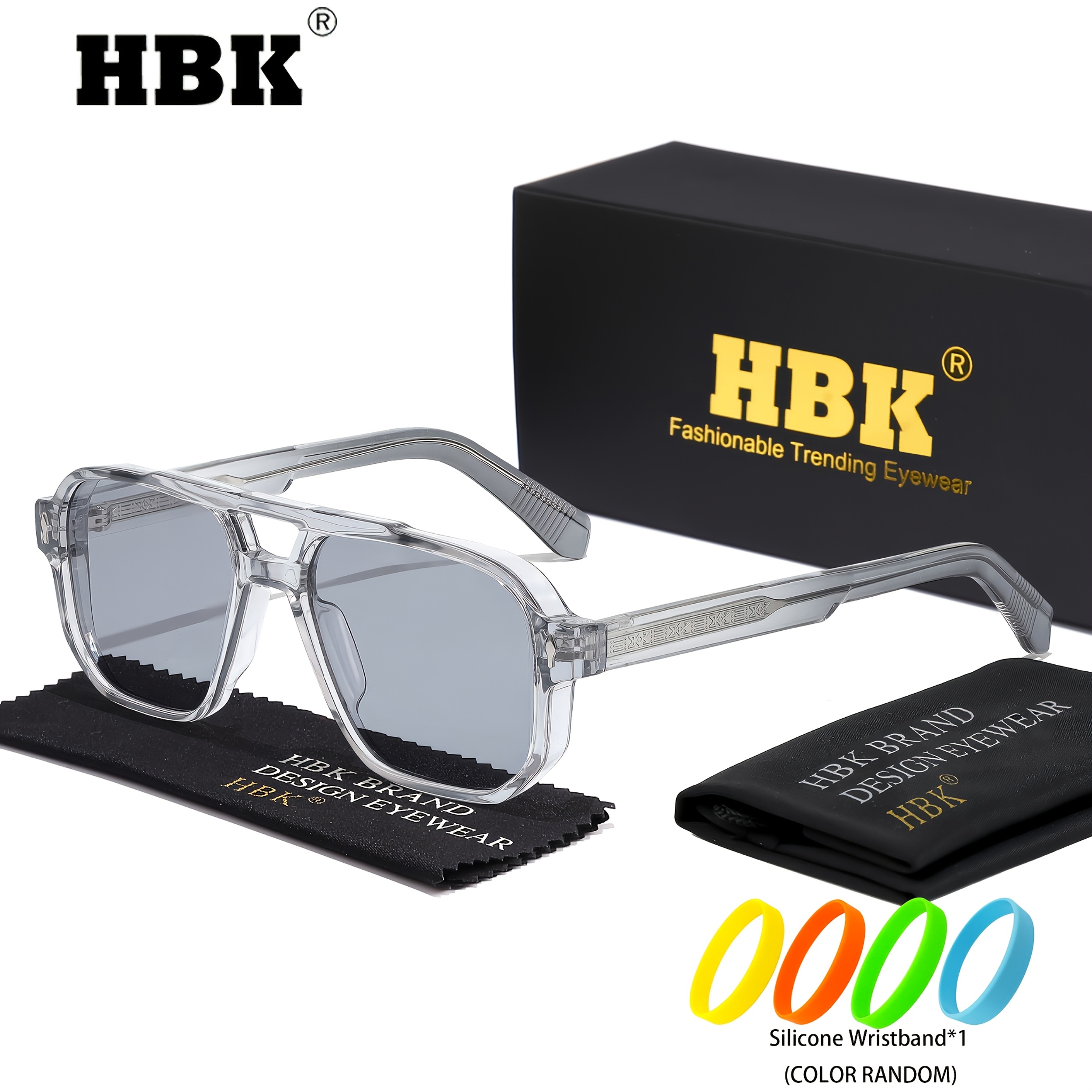 Large Retro Square Sunglasses with Double Bridge Design