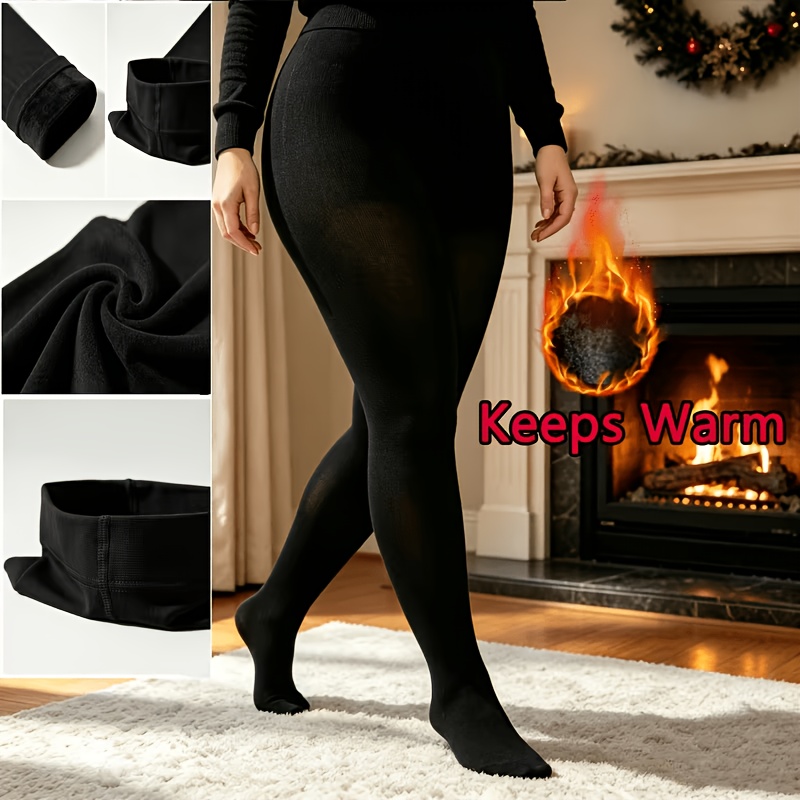 TEMU [autumn Winter Style] 1 Pair Women's Warm Black Tights, High-waist High-elastic Elegant Black Leggings, Warm Comfortable Elegant Premium Tights,