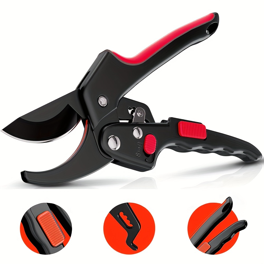 Ratchet Pruning Shears For Gardening Heavy Duty - Increases 3x - Perfect Ratchet Pruners For Weak Hands & Arthritis- 8inch Anvil Garden Clippers - Wtih Extra Sharp Blade For Effortless Cutting