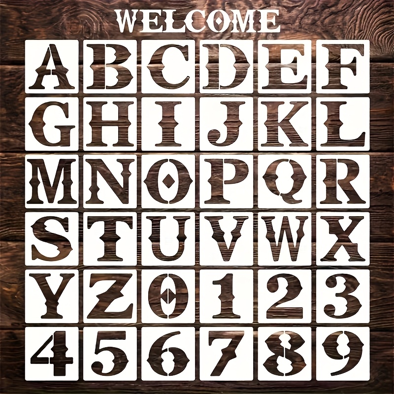 TEMU 36pcs Reusable Plastic Alphabet & Number Stencils Suitable For Wall, Fabric, Rock, Chalkboard Painting - -colored & Lowercase Letters, Numbers