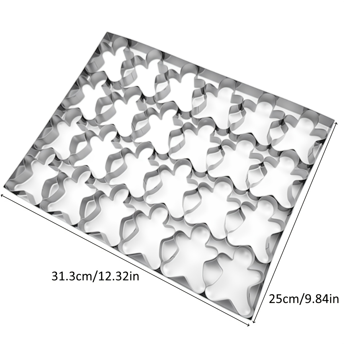 Emporte-pièces en Acier Inoxydable, Grand Design d'une Pièce à Presser et Relâcher avec 24 Formes de Bonhomme Gingerbread pour la Pâtisserie des Fêtes Noël, Cuisine Restaurant & Décorations Festives