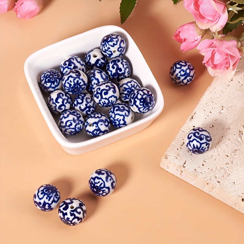 20pcs Handmade Qinghua Porcelain Beads for DIY Jewelry Making
