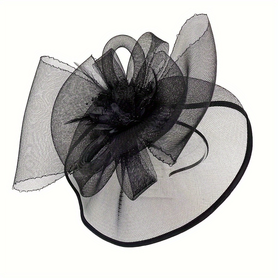 elegant vintage inspired fascinator hat with feathers mesh veil   weddings   cocktail events details 2