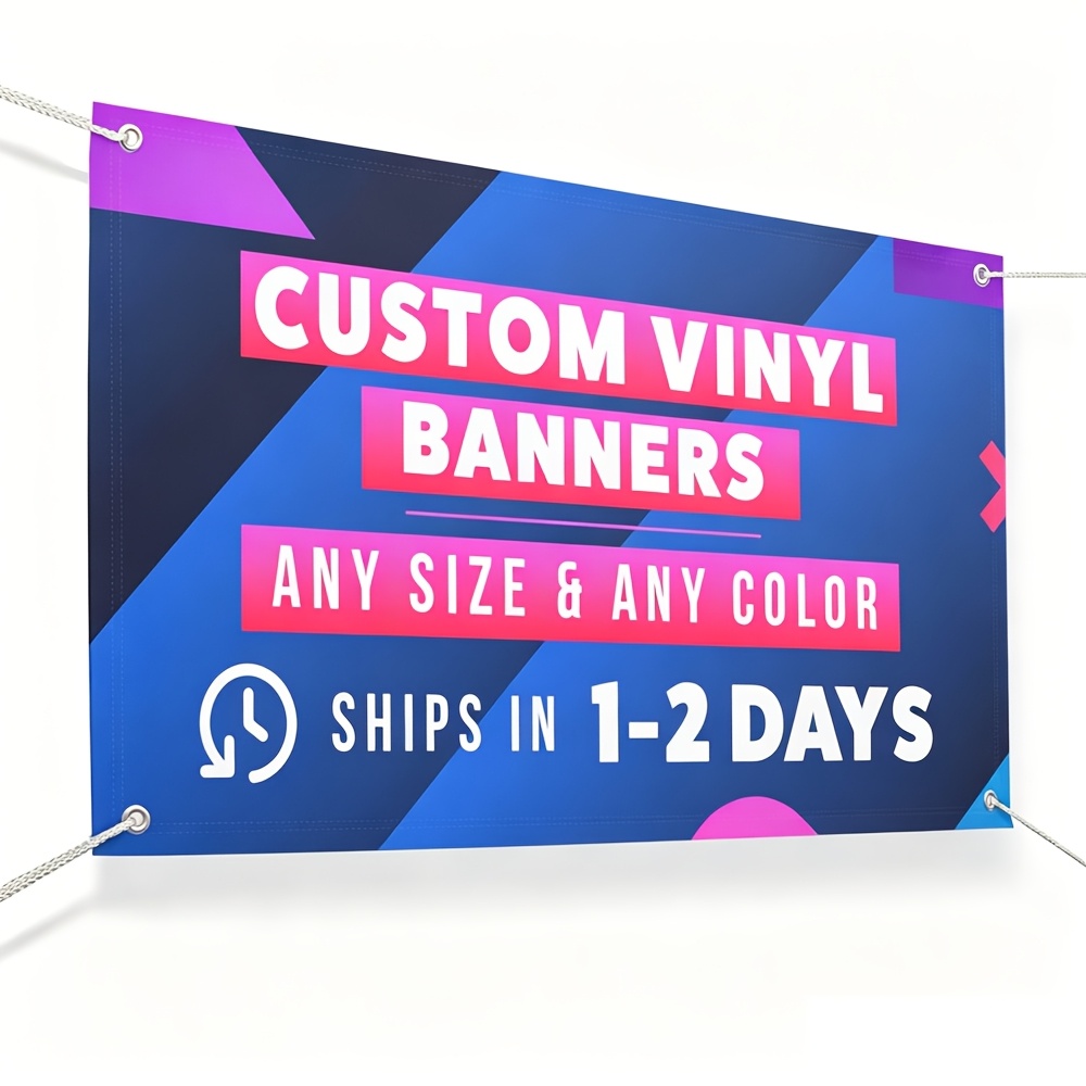TEMU Banner, Diy Design With Text, Logo And Images, Customizable Size And Color, High-quality Vinyl Material With Metal Grommets, Suitable For Indoor