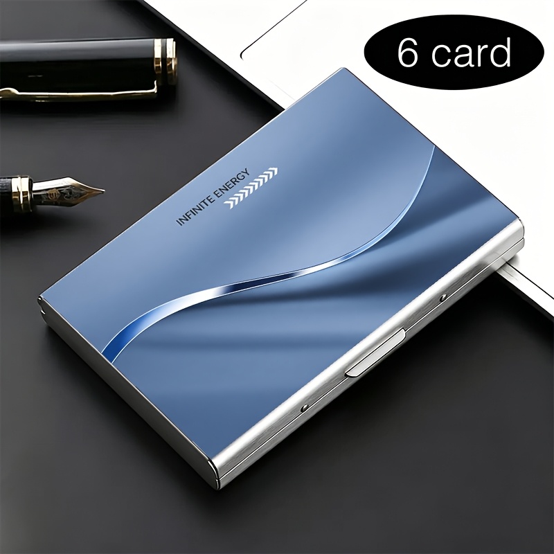TEMU Portefeuille en métal haut de gamme en acier inoxydable avec porte-cartes RFID, multi-compartiments, pour des pères, Pâques, surface polie,