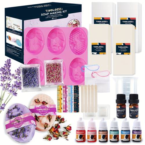 soap making set complete craft package featuring mold dried flowers and pigments perfect gift for adults
