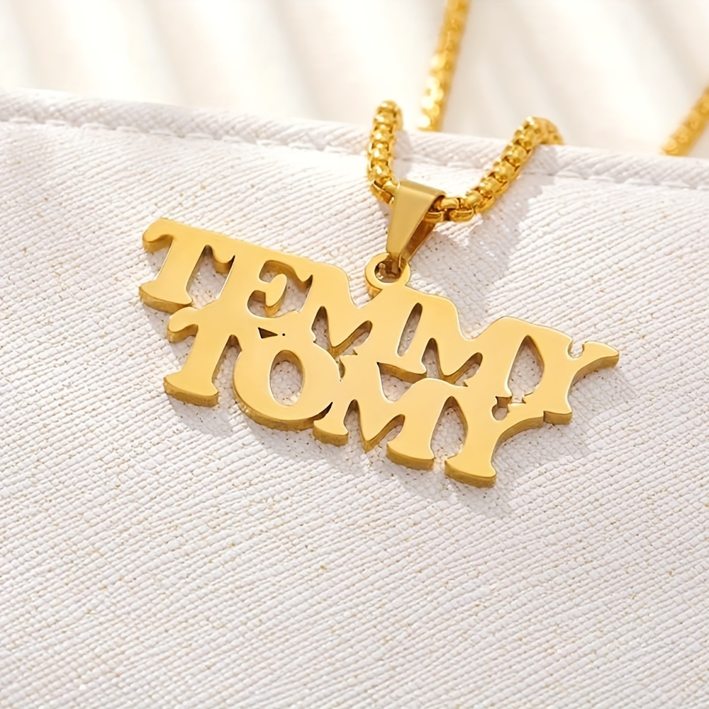 E-shop Personalisiertes Edelstahl 1-3 Familienname Anhänger Halskette, Modischer Schmuck nach Maß, Einzigartiges Exquisites Geschenk, Ideal für den ,