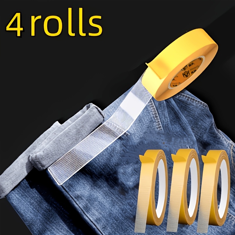 TEMU 4 Rouleaux de Bandes de Tissu Adhésives , Application d'Ourlet Couture Multifonctionnelle, Convient aux Patchs de Fixation Auto-Adhésifs pour