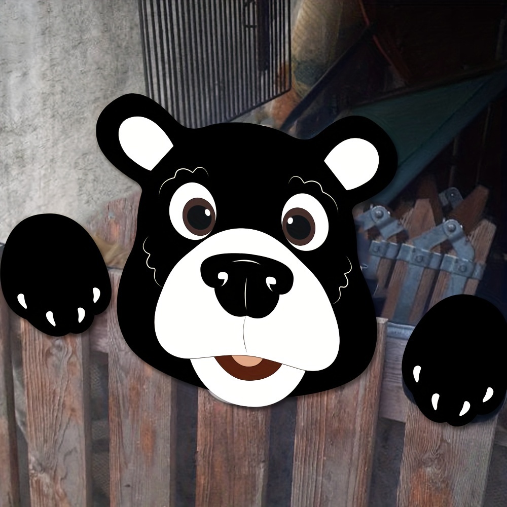 

1pc Black Bear Theme Decorative Fence Peeking Decoration Pvc Board Fence Peeker Farm Animal Yard Barn Garden Art Country Outdoor Decor