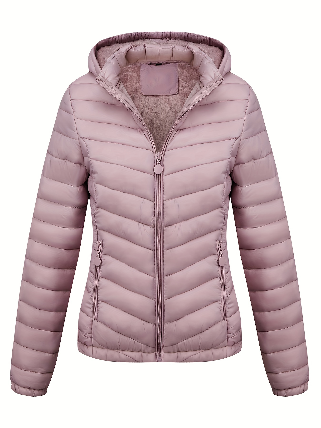 item picture womens autumn   simple versatile lightweight commuter hooded padded coat with pockets